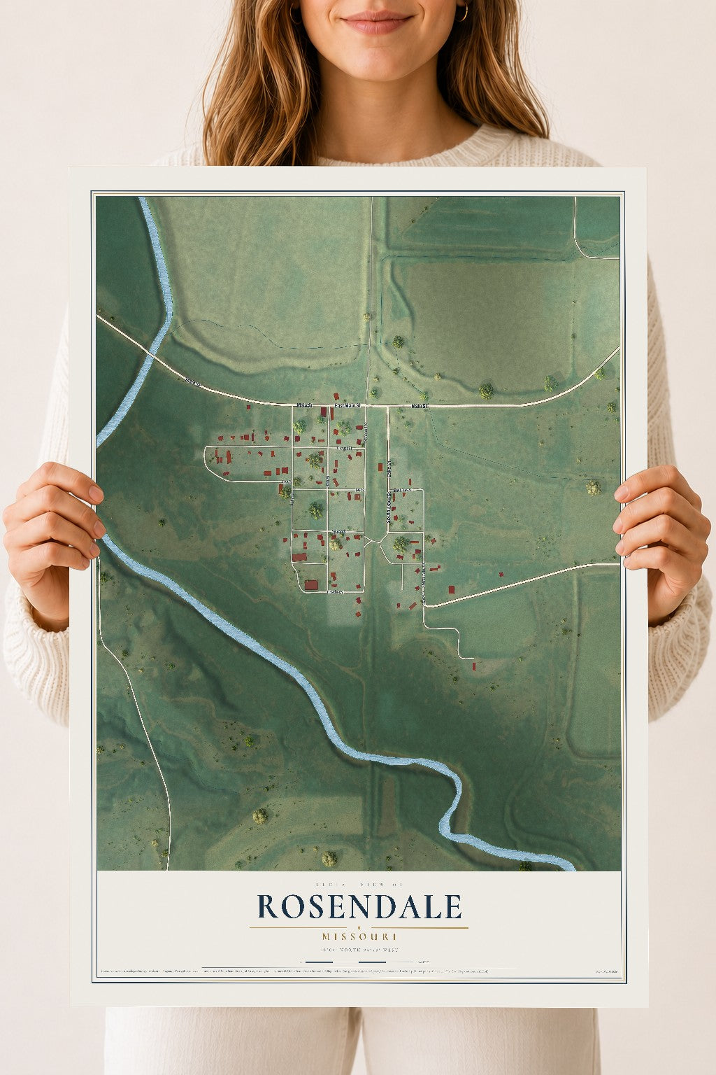 Map of Rosendale, Missouri, 18 x 24 inch unframed archival matte print