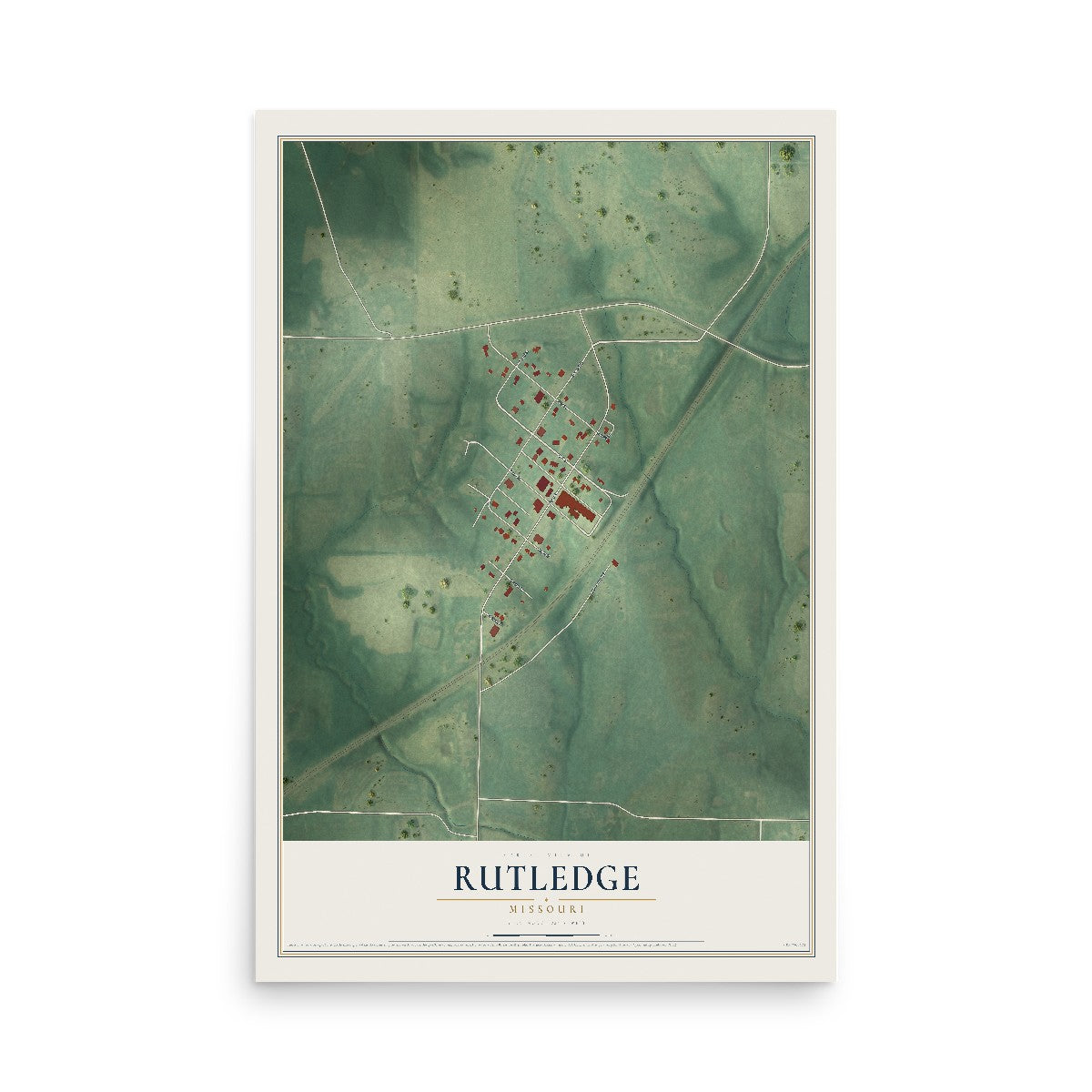 Map of Rutledge, Missouri, 12 x 18 inch unframed archival matte print