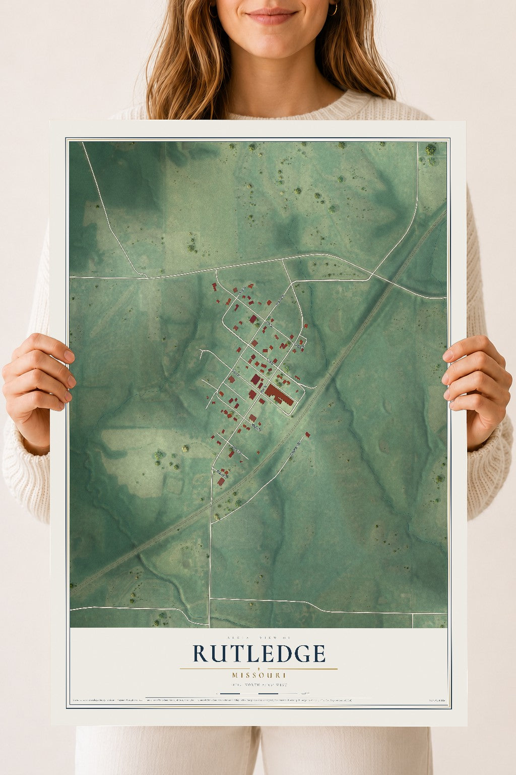 Map of Rutledge, Missouri, 18 x 24 inch unframed archival matte print