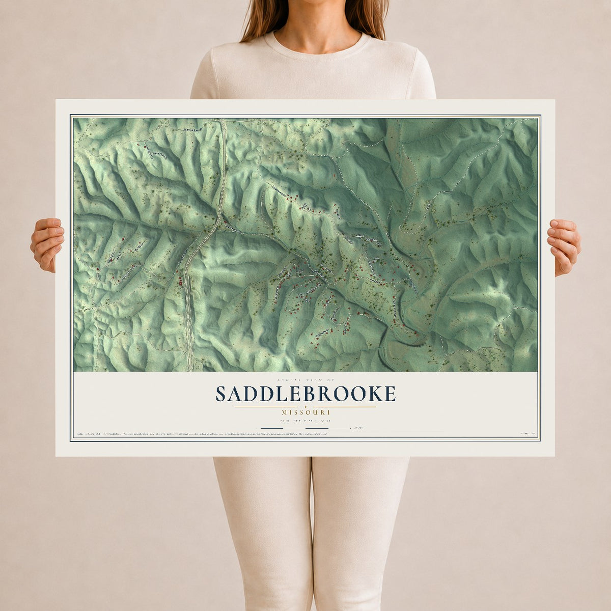 Map of Saddlebrooke, Missouri, 24 x 36 inch unframed archival matte print