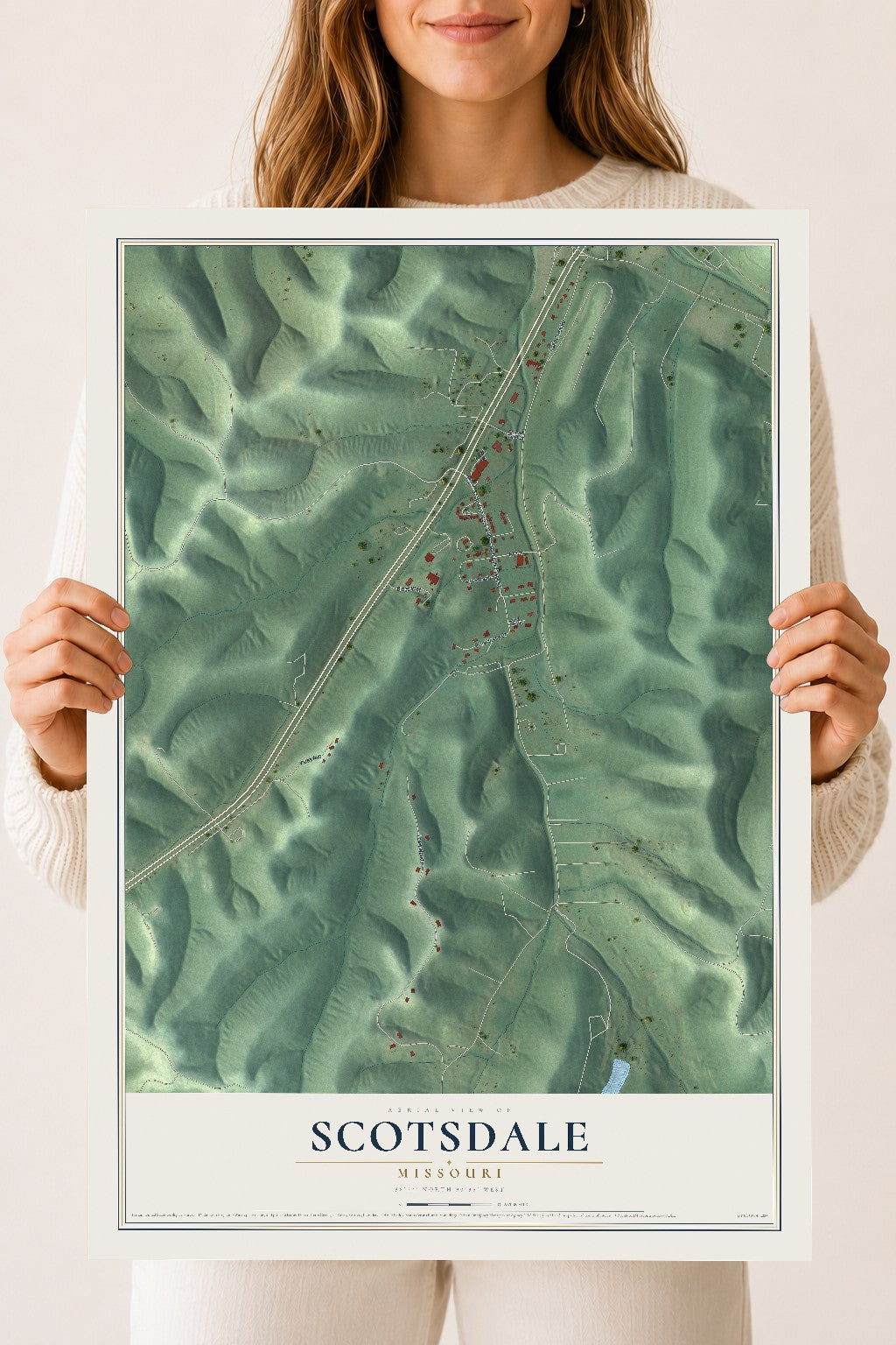 Map of Scotsdale, Missouri, 18 x 24 inch unframed archival matte print