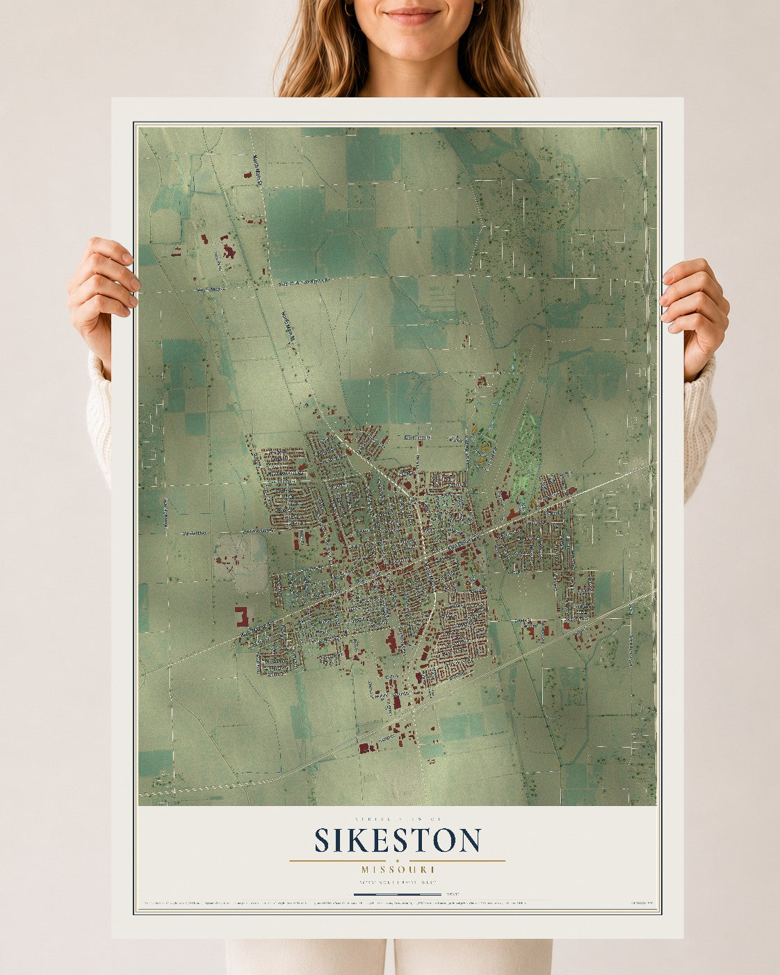 Map of Sikeston, Missouri, 24 x 36 inch unframed archival matte print