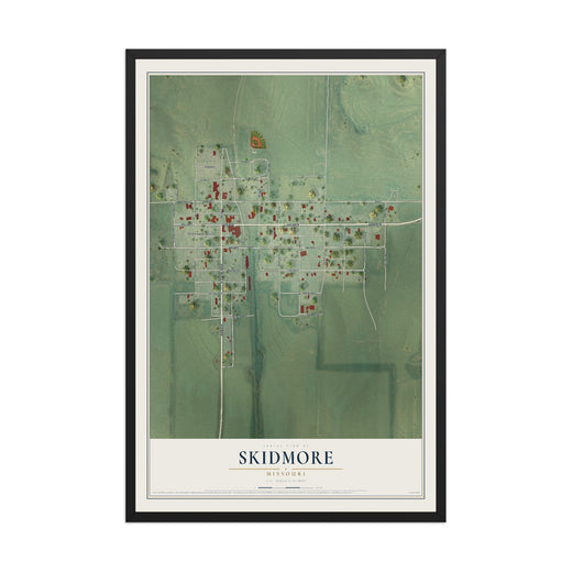 Map of Skidmore, Missouri, 12 x 18 inch print in a black wood frame