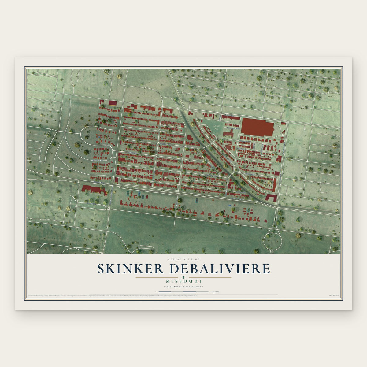 Skinker DeBaliviere, Missouri map print, the full design