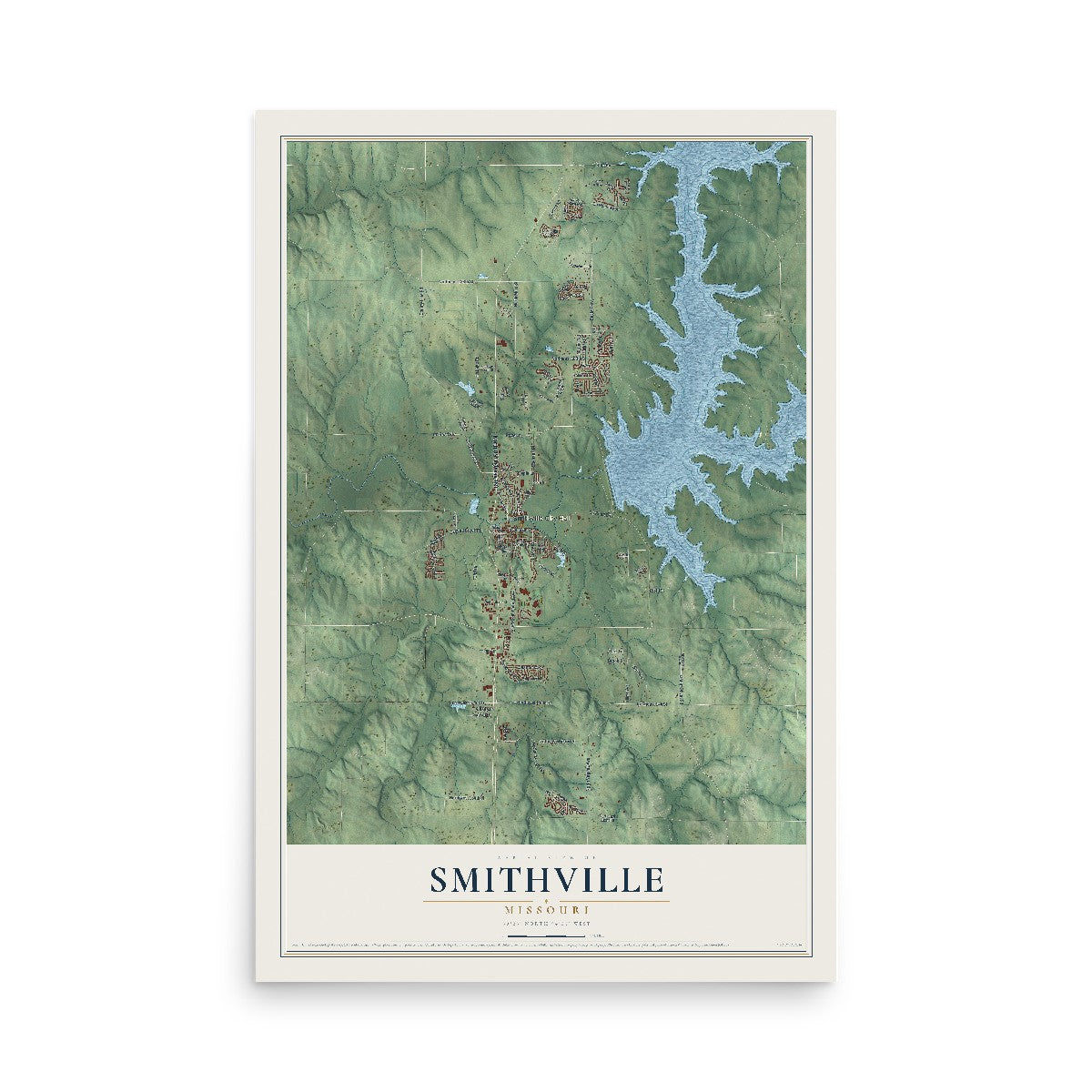 Map of Smithville, Missouri, 12 x 18 inch unframed archival matte print