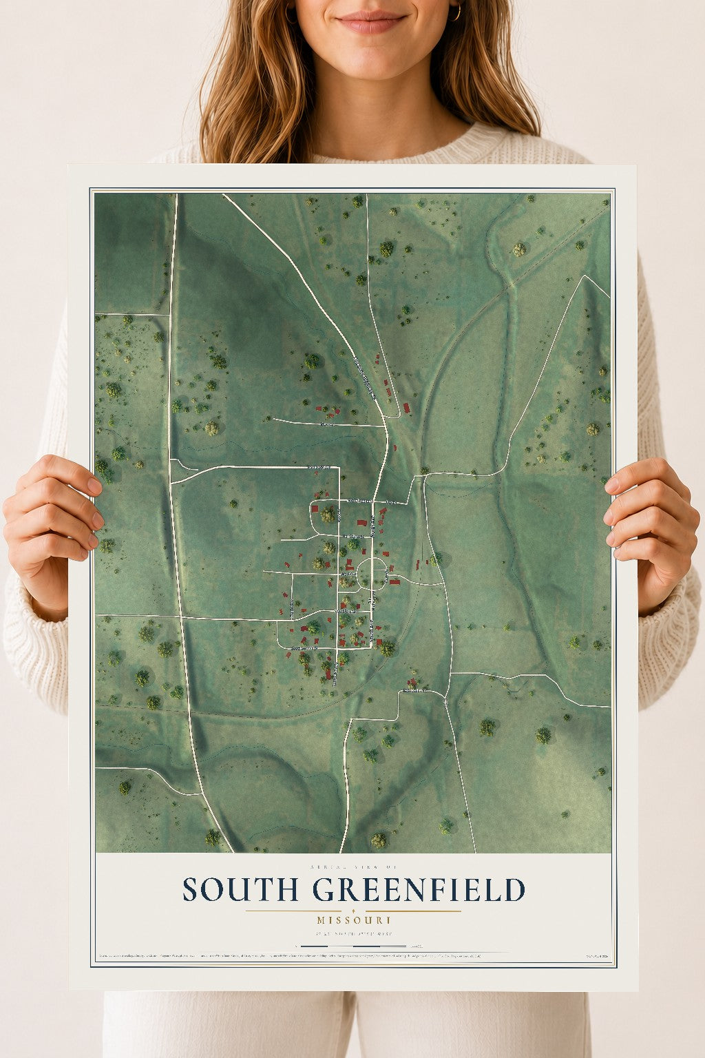 Map of South Greenfield, Missouri, 18 x 24 inch unframed archival matte print