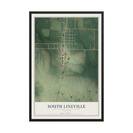 Map of South Lineville, Missouri, 12 x 18 inch print in a black wood frame