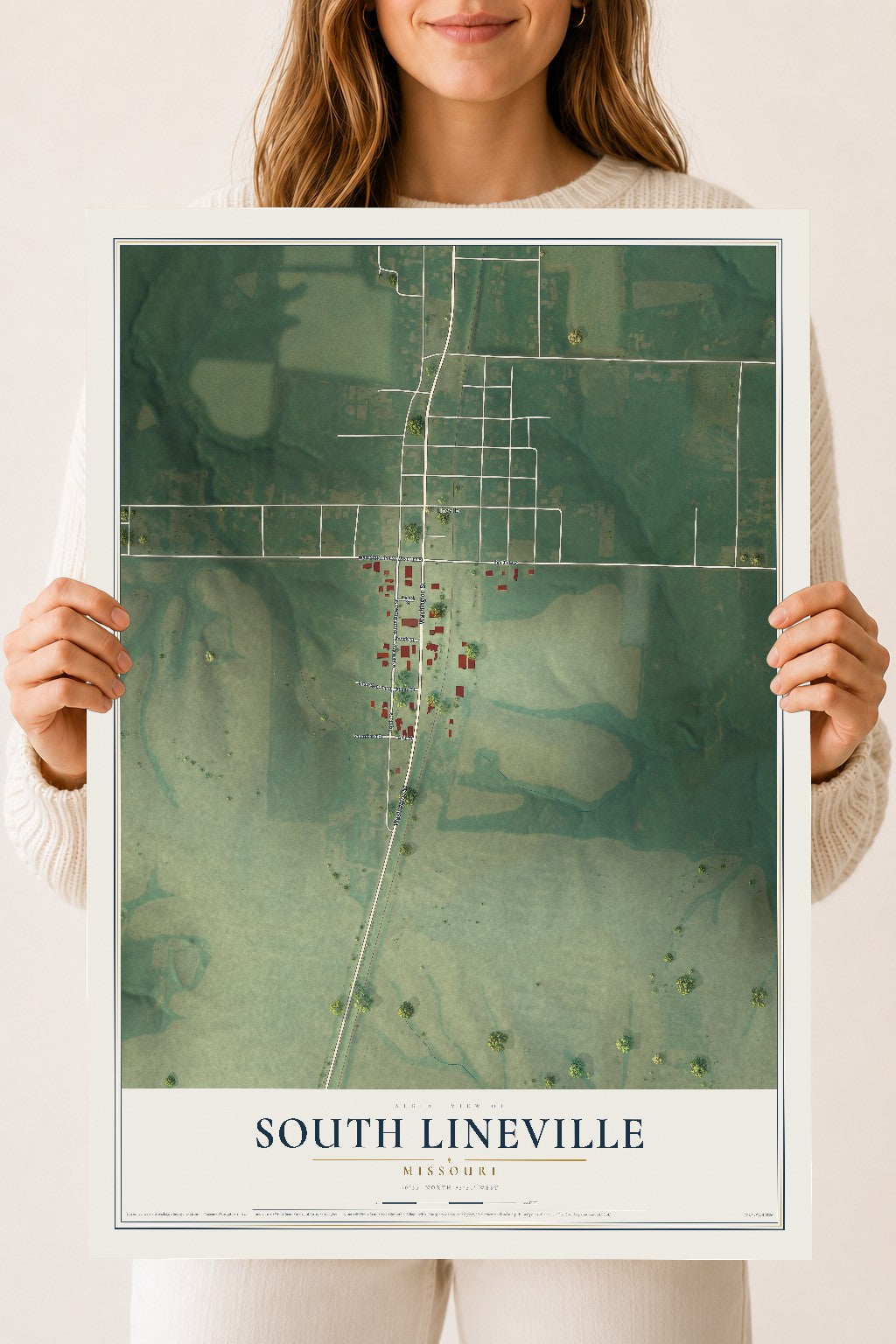Map of South Lineville, Missouri, 18 x 24 inch unframed archival matte print