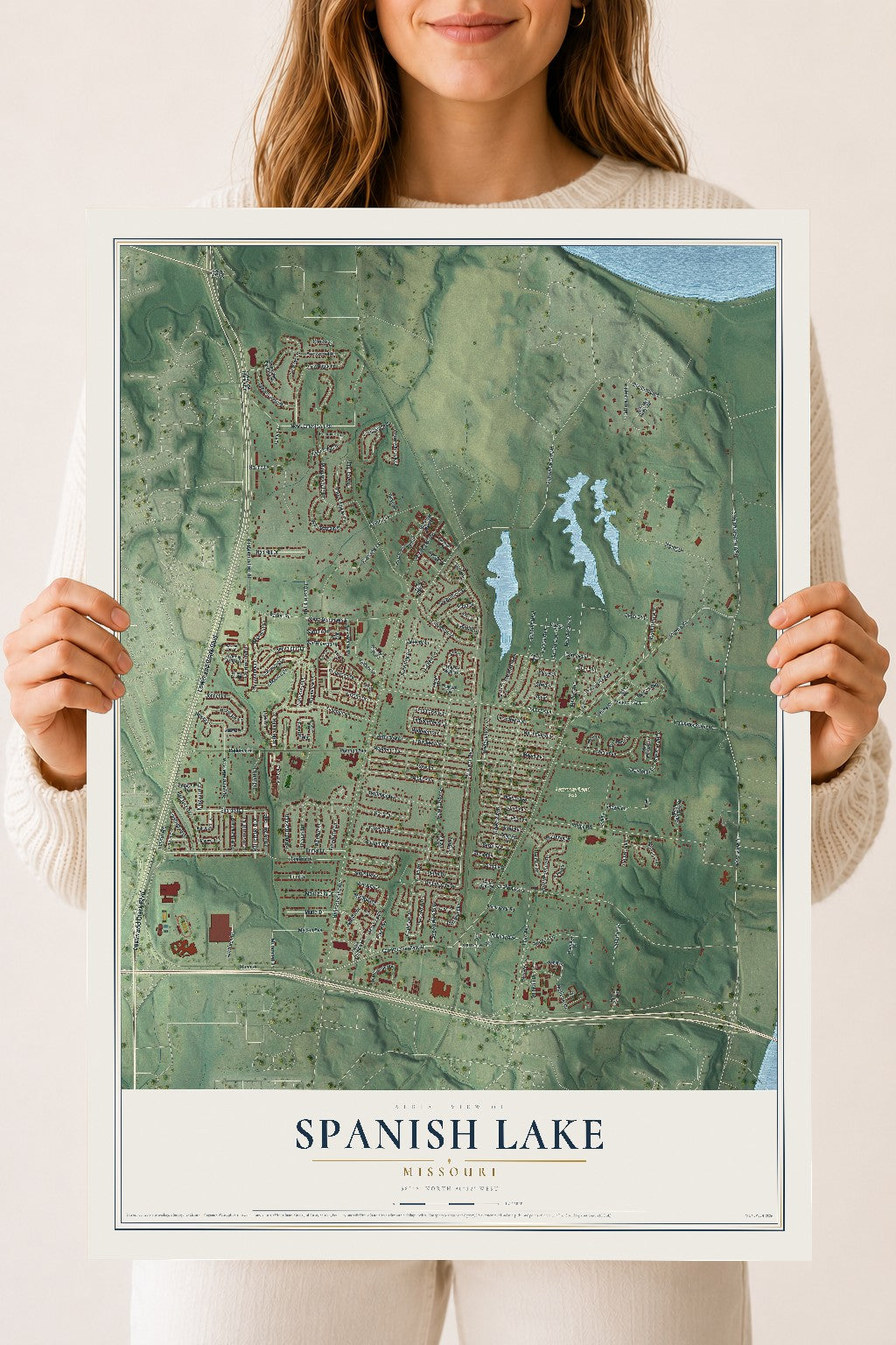 Map of Spanish Lake, Missouri, 18 x 24 inch unframed archival matte print