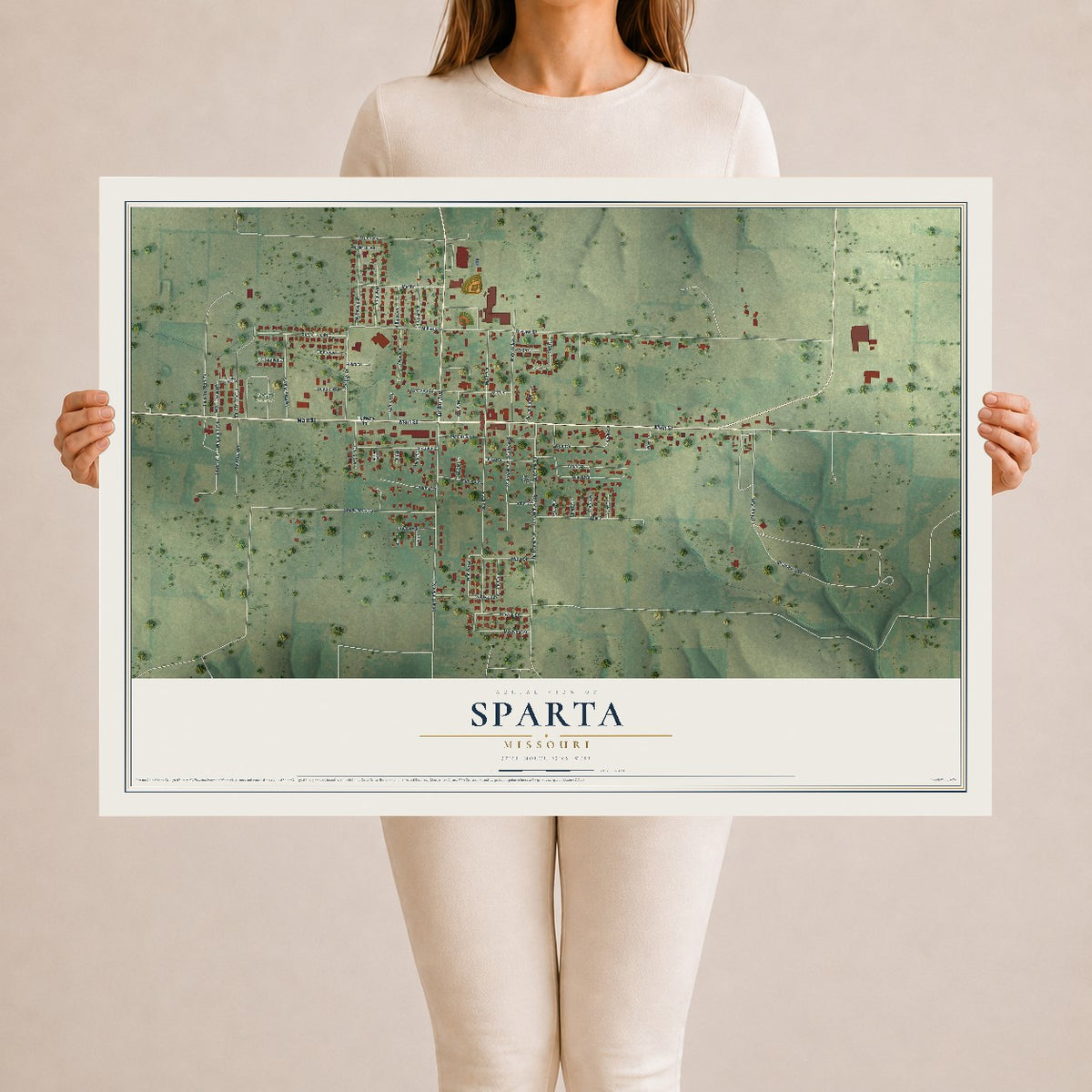 Map of Sparta, Missouri, 24 x 36 inch unframed archival matte print