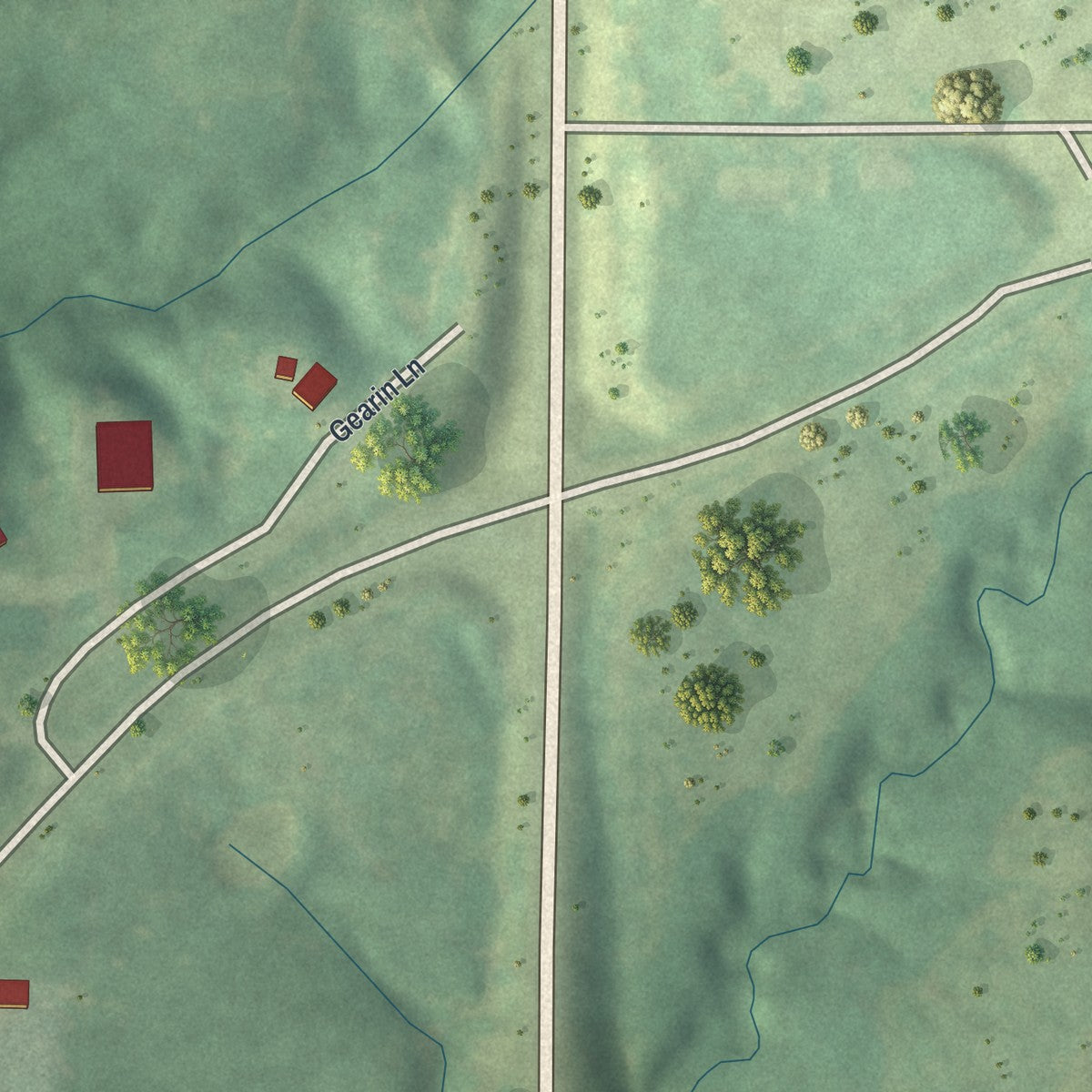 Second close-up of the map of Spickard, Missouri print showing more streets and buildings