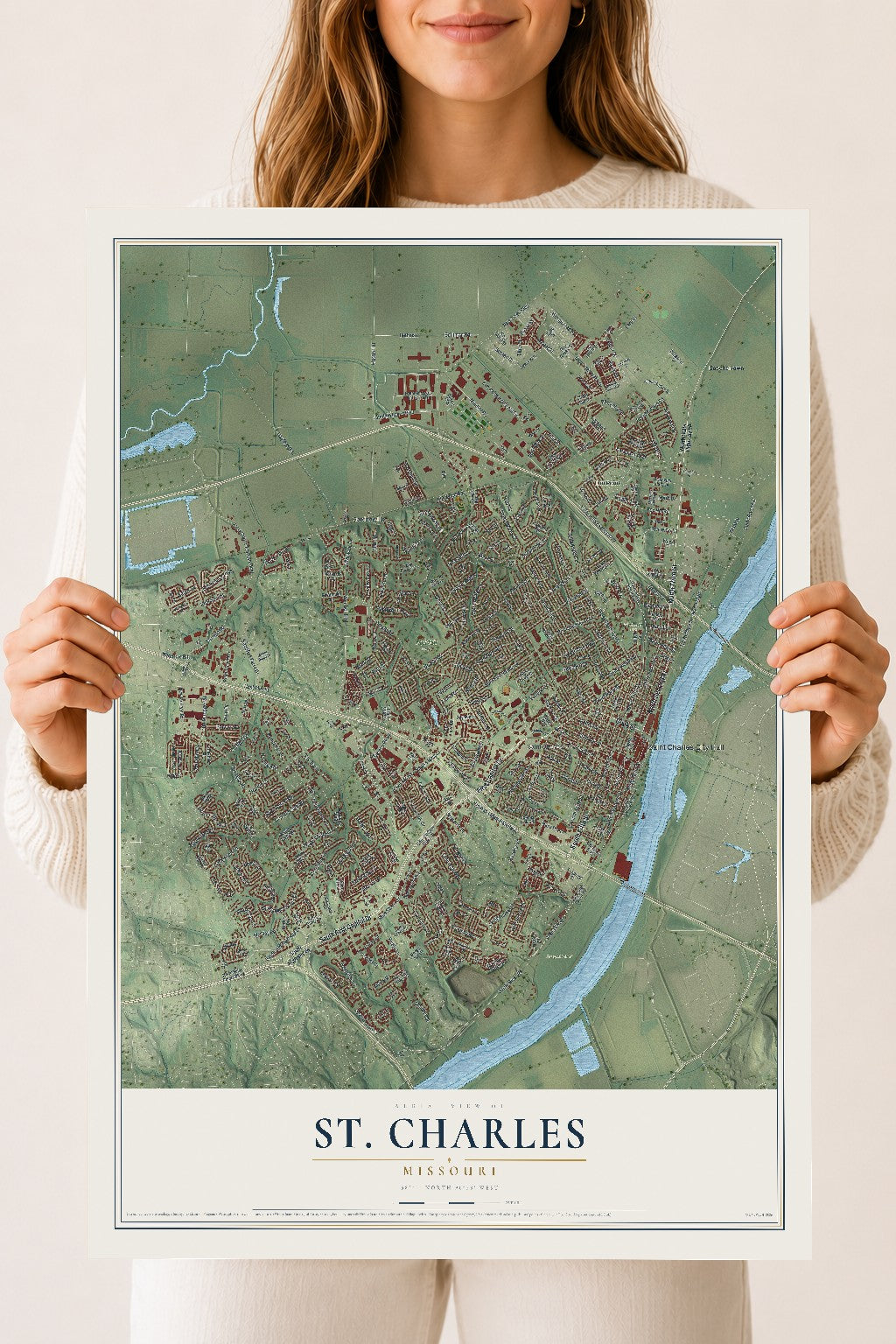 Map of St. Charles, Missouri, 18 x 24 inch unframed archival matte print