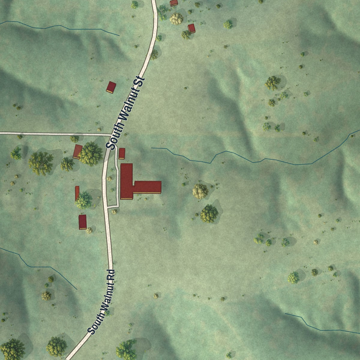 Second close-up of the map of St. Elizabeth, Missouri print showing more streets and buildings