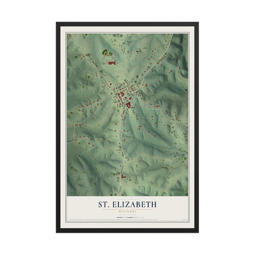 Map of St. Elizabeth, Missouri, 12 x 18 inch print in a black wood frame