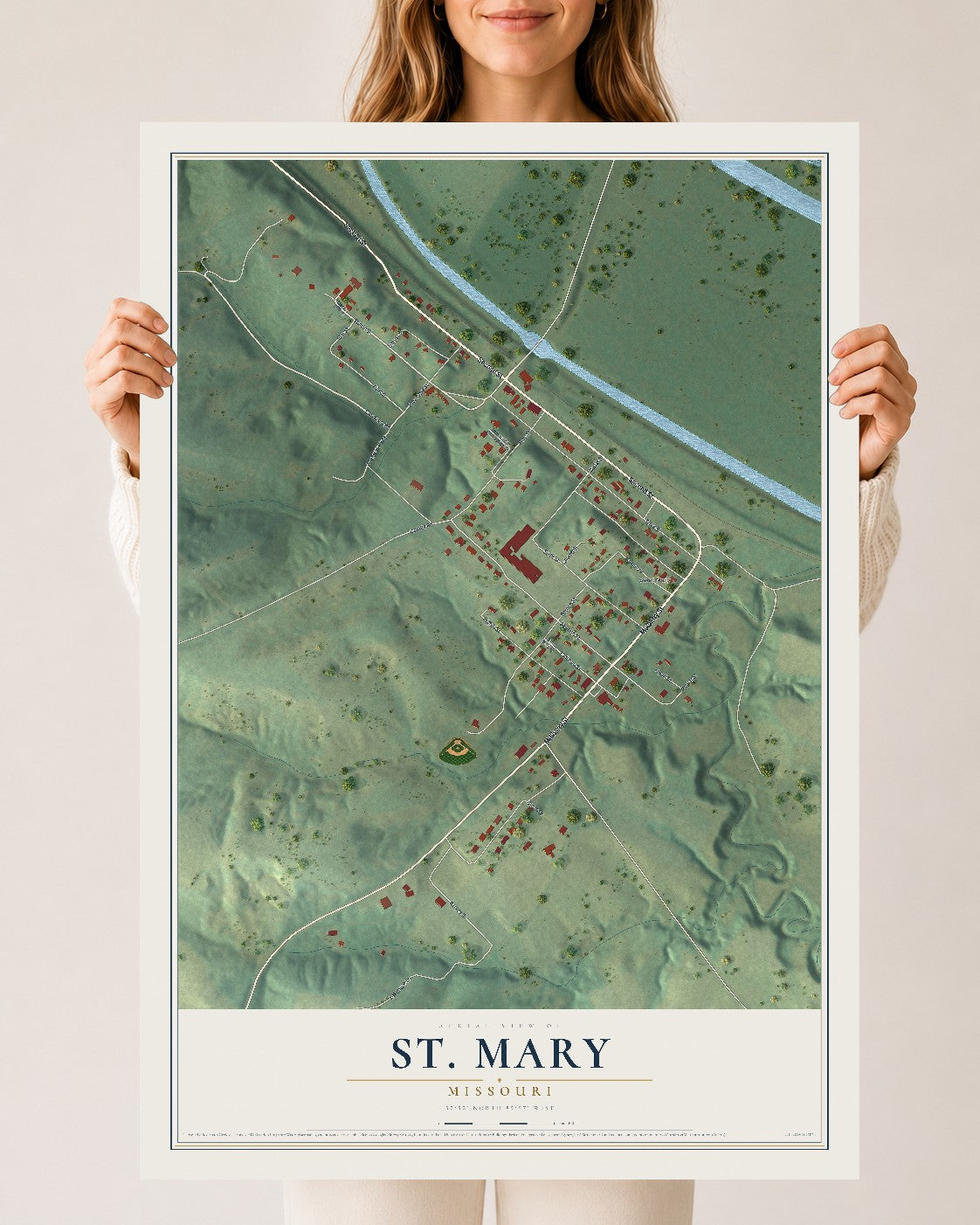 Map of St. Mary, Missouri, 24 x 36 inch unframed archival matte print