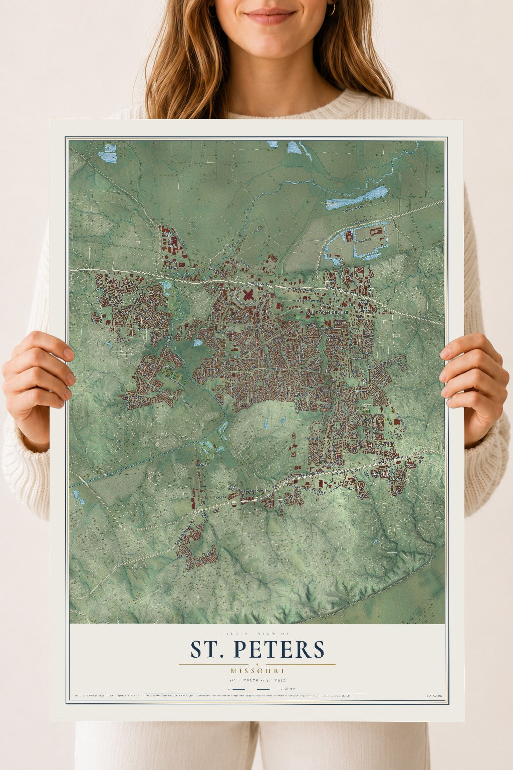 Map of St. Peters, Missouri, 18 x 24 inch unframed archival matte print