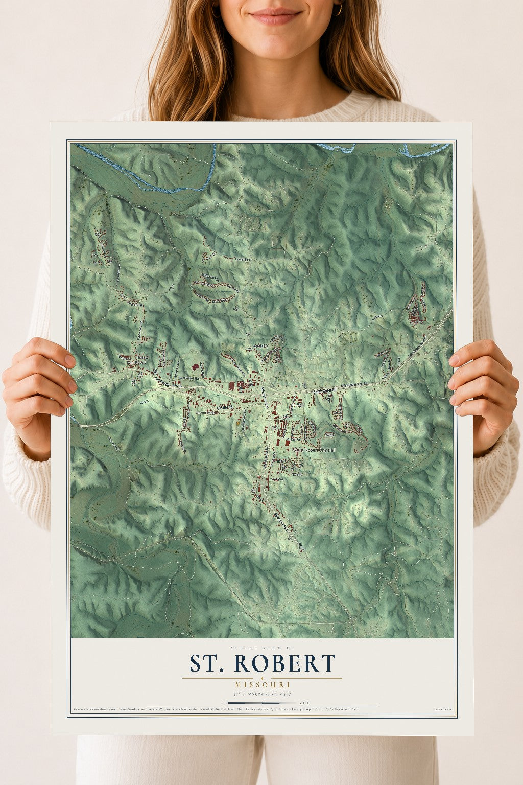 Map of St. Robert, Missouri, 18 x 24 inch unframed archival matte print