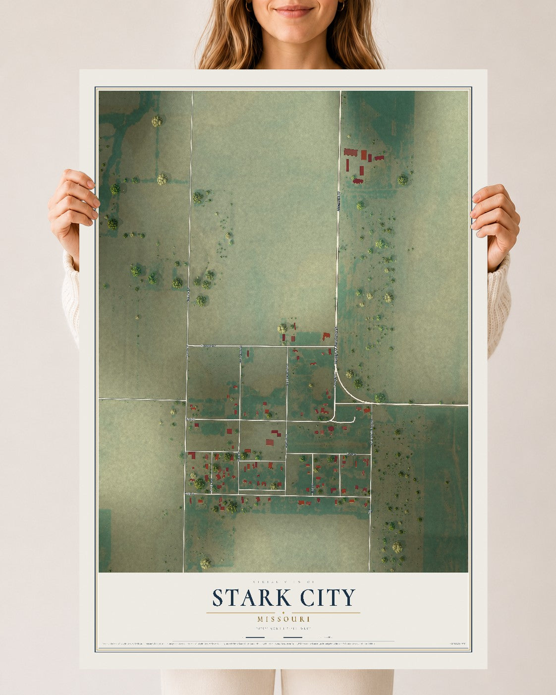 Map of Stark City, Missouri, 24 x 36 inch unframed archival matte print