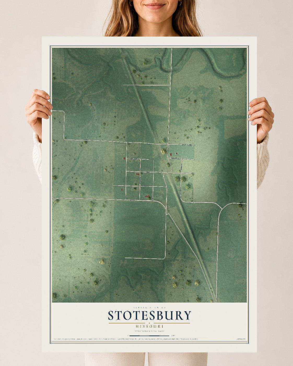 Map of Stotesbury, Missouri, 24 x 36 inch unframed archival matte print