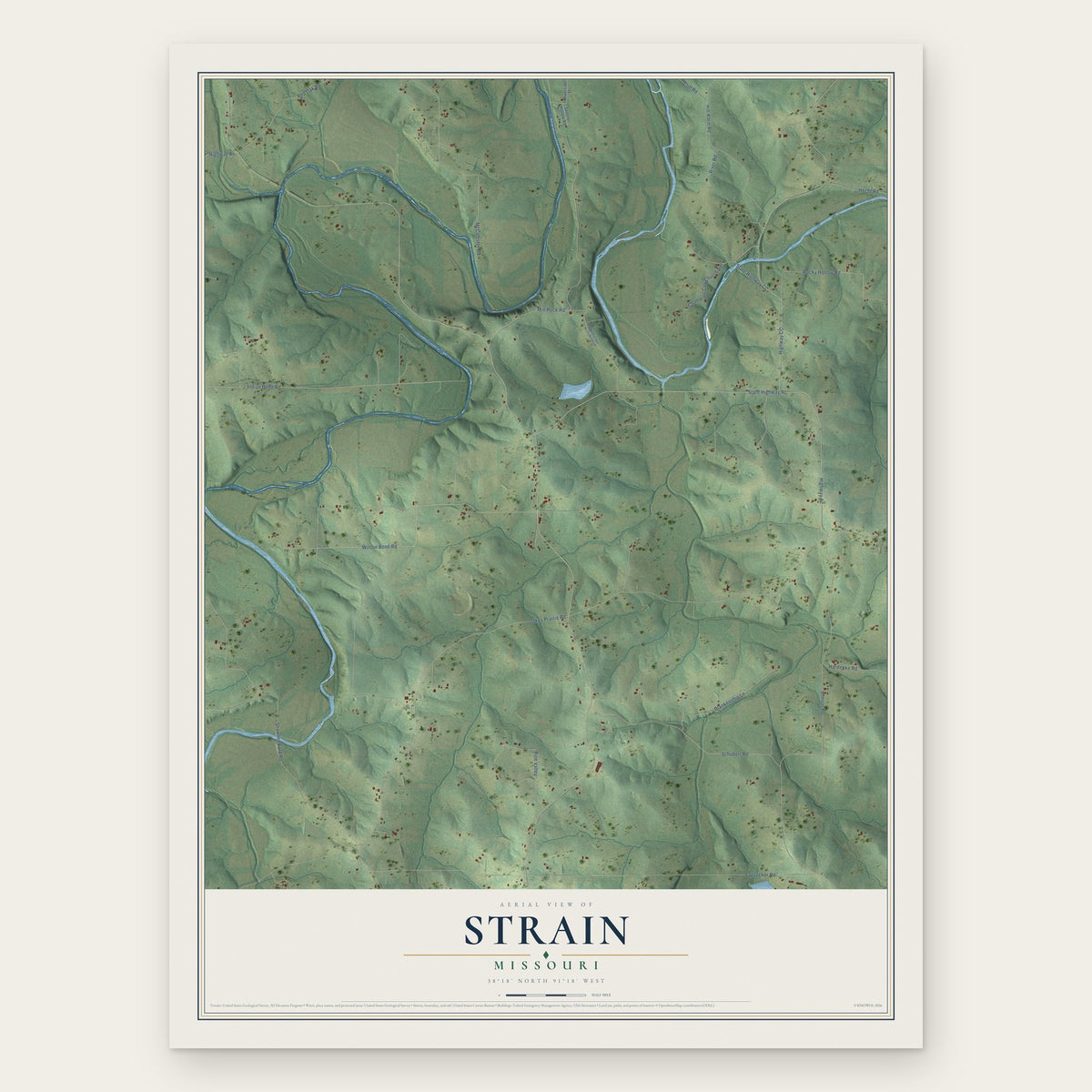 Strain, Missouri map print, the full design