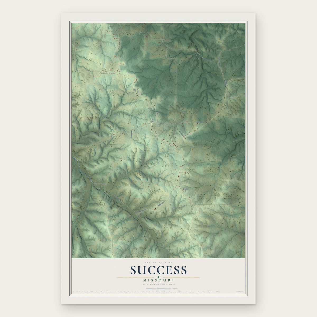 Success, Missouri map print, the full design