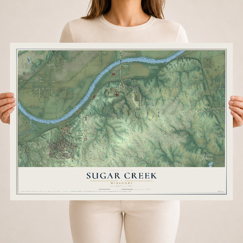 Map of Sugar Creek, Missouri, 18 x 24 inch unframed archival matte print