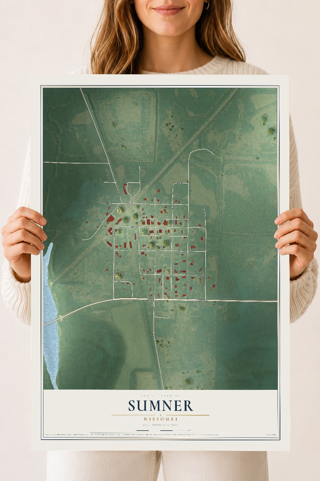 Map of Sumner, Missouri, 18 x 24 inch unframed archival matte print