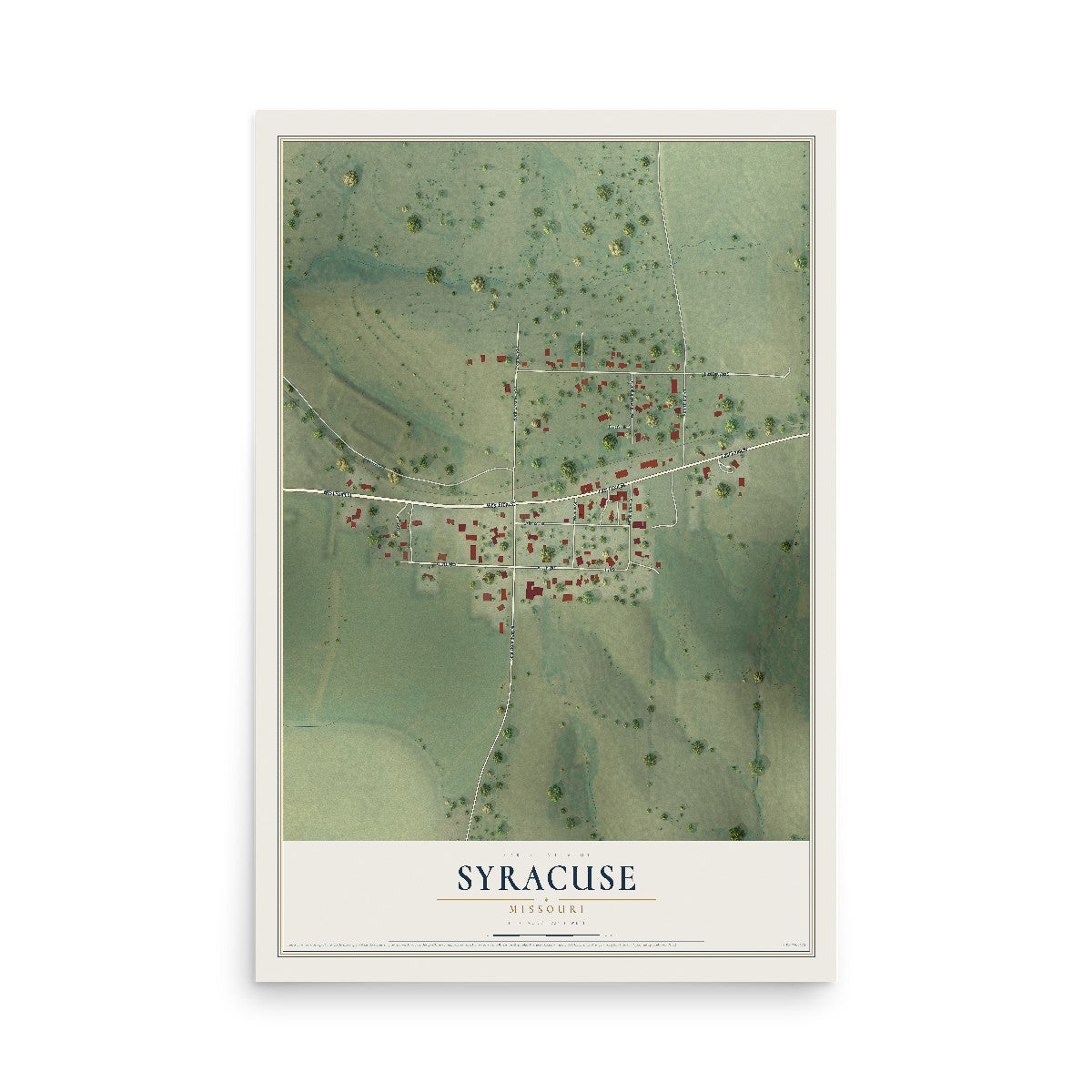 Map of Syracuse, Missouri, 12 x 18 inch unframed archival matte print