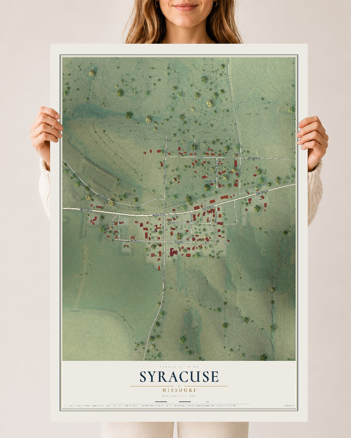 Map of Syracuse, Missouri, 24 x 36 inch unframed archival matte print