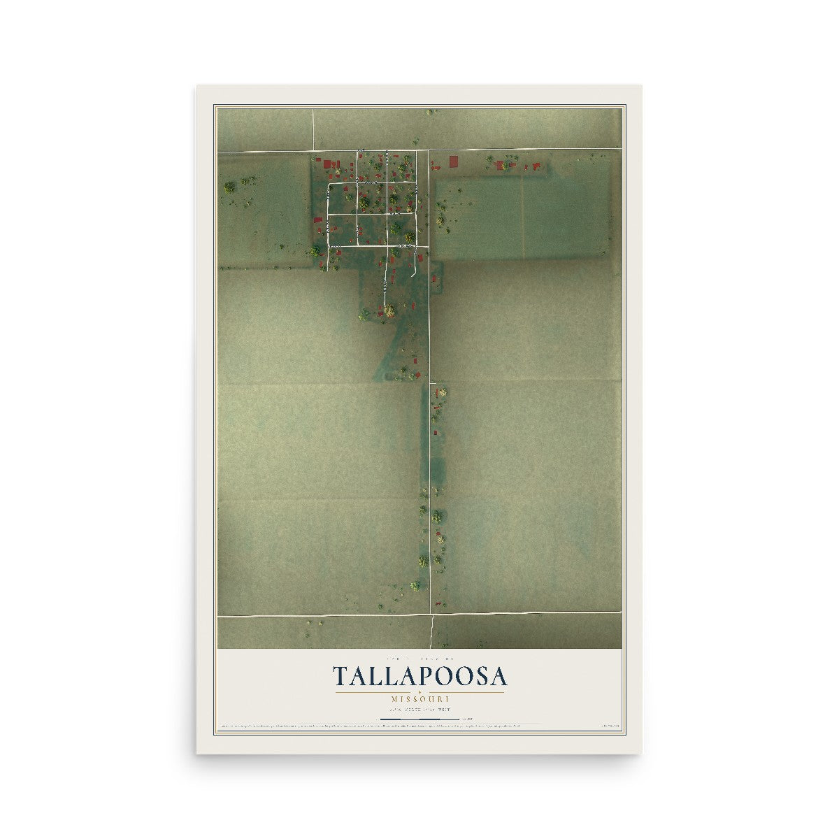 Map of Tallapoosa, Missouri, 12 x 18 inch unframed archival matte print