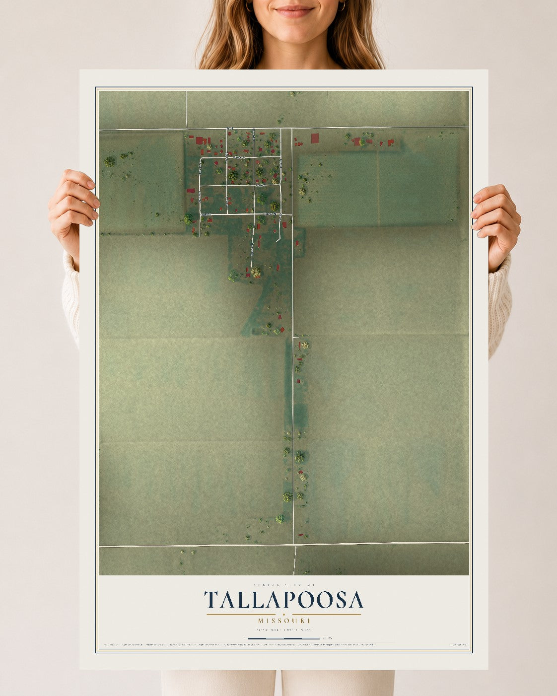 Map of Tallapoosa, Missouri, 24 x 36 inch unframed archival matte print