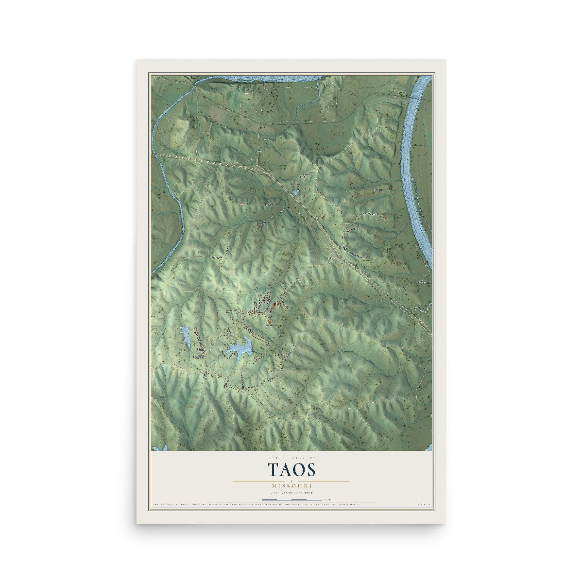 Map of Taos, Missouri, 12 x 18 inch unframed archival matte print