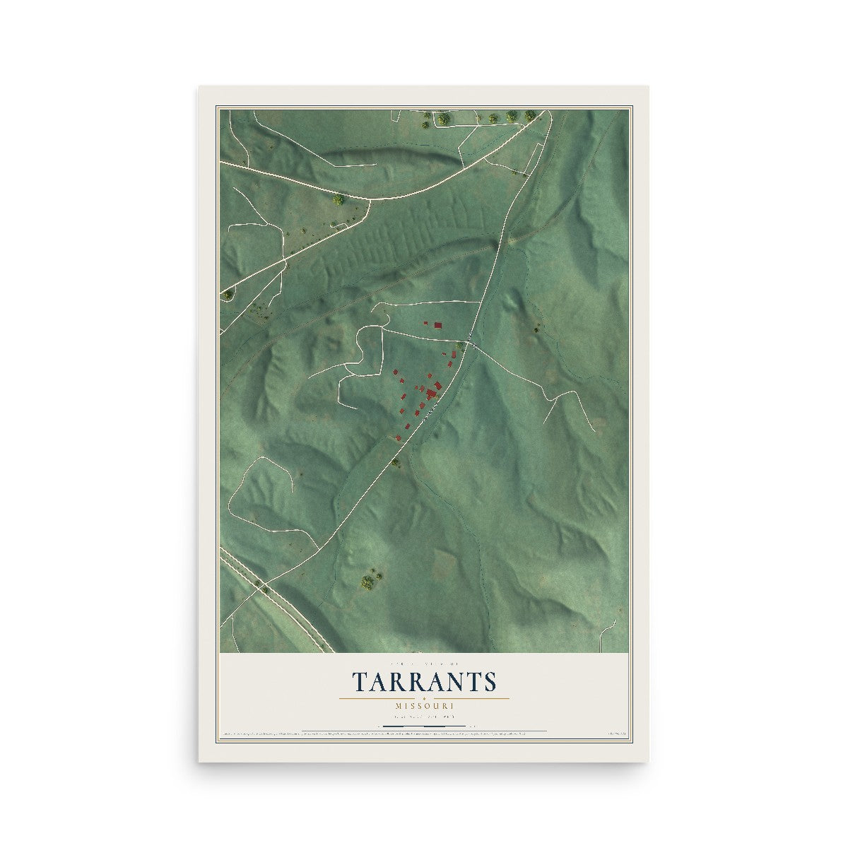 Map of Tarrants, Missouri, 12 x 18 inch unframed archival matte print