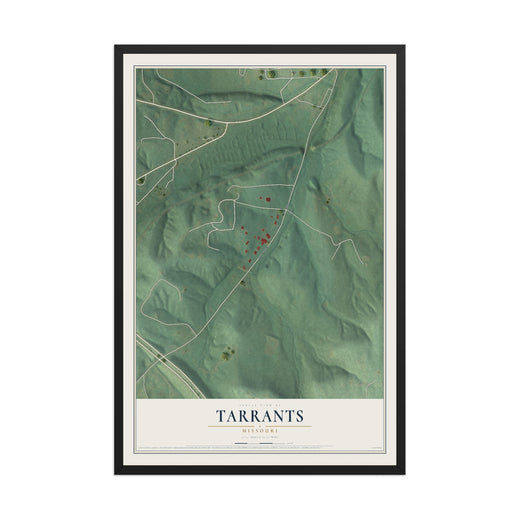 Map of Tarrants, Missouri, 12 x 18 inch print in a black wood frame