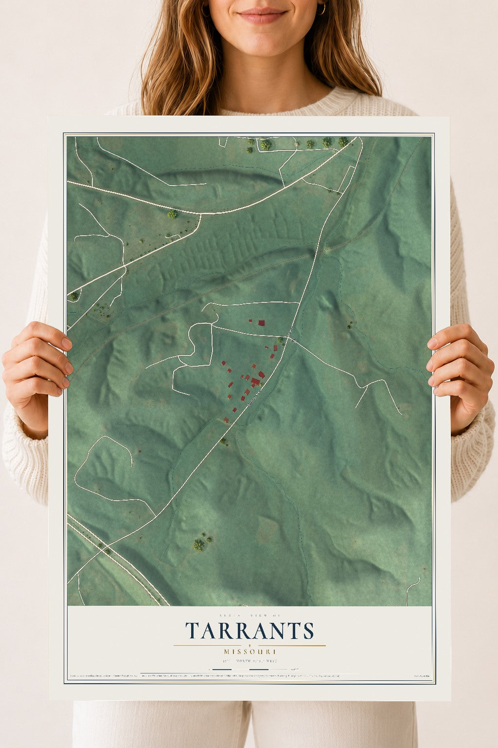 Map of Tarrants, Missouri, 18 x 24 inch unframed archival matte print