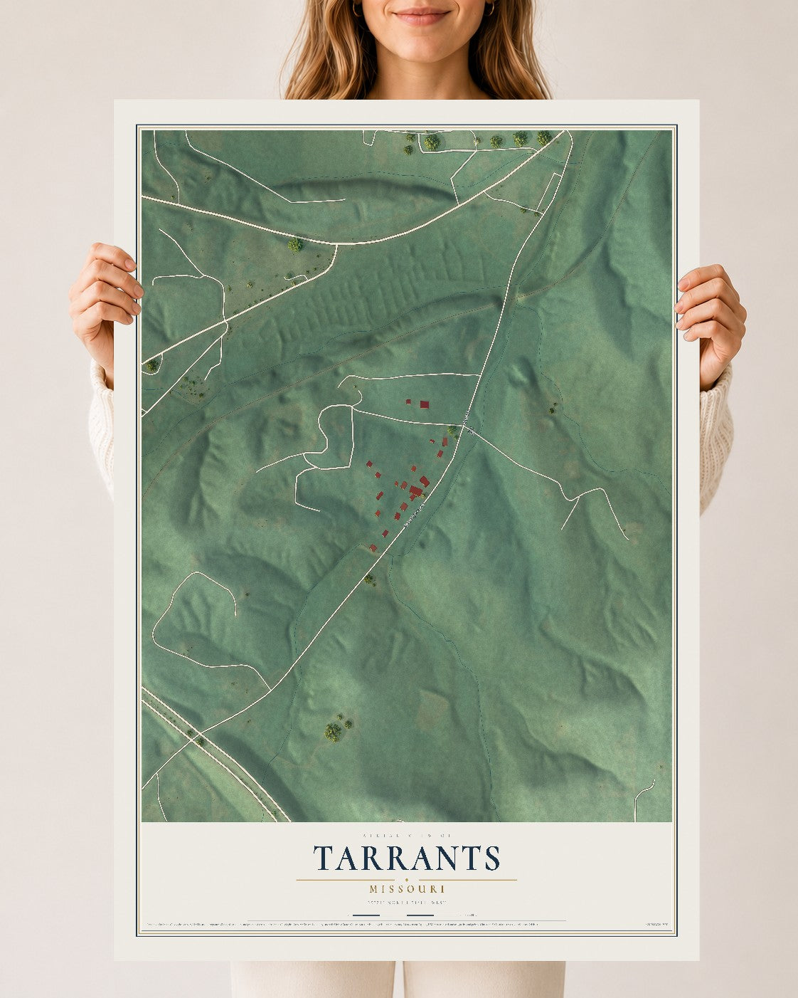 Map of Tarrants, Missouri, 24 x 36 inch unframed archival matte print