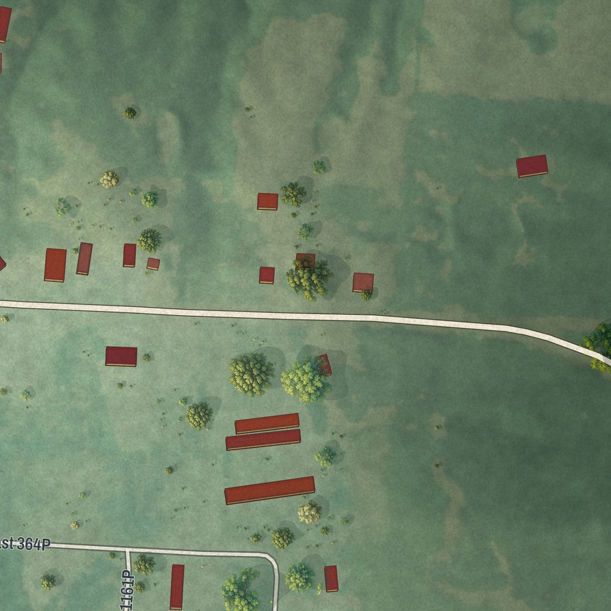 Second close-up of the map of Tightwad, Missouri print showing more streets and buildings
