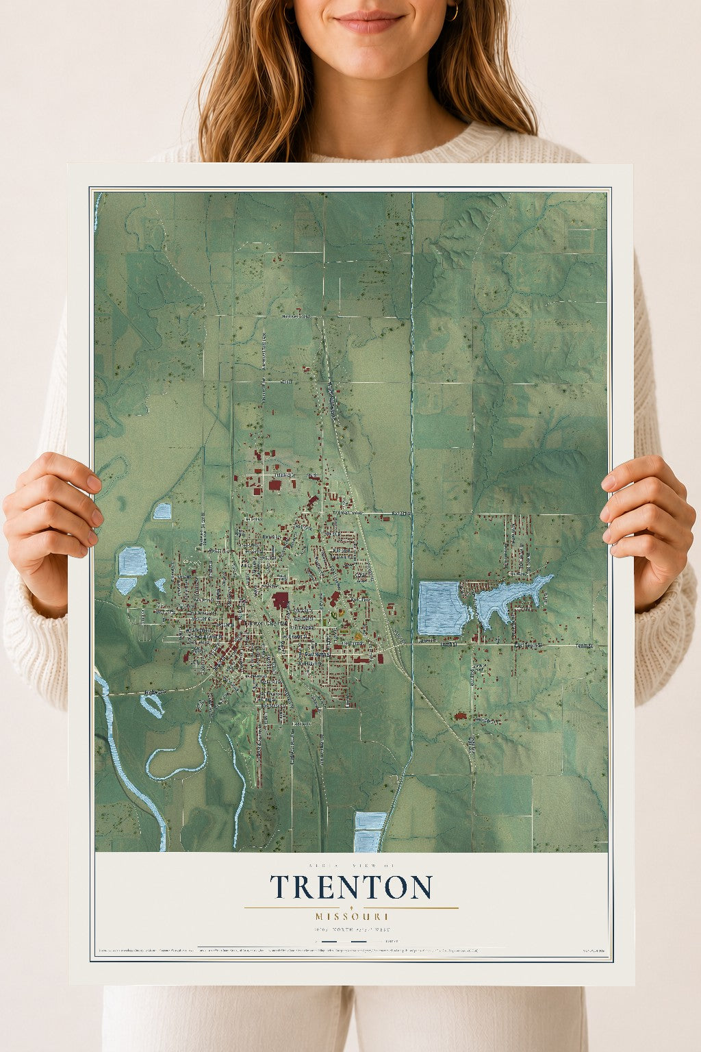 Map of Trenton, Missouri, 18 x 24 inch unframed archival matte print