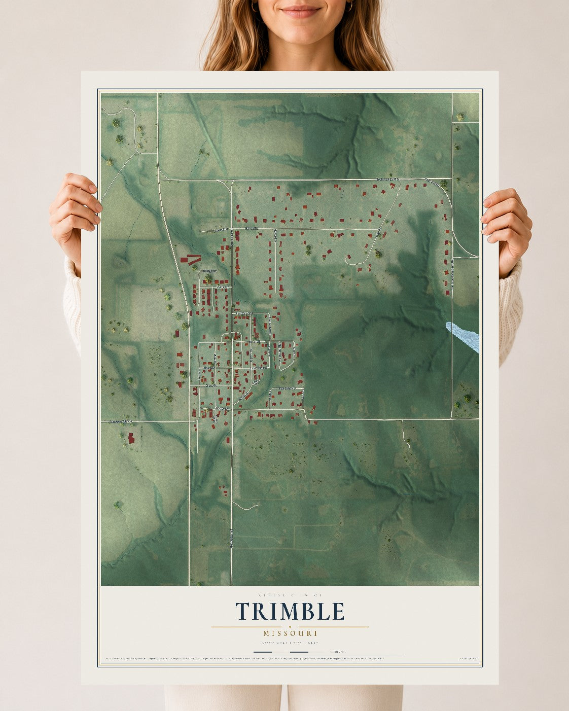 Map of Trimble, Missouri, 24 x 36 inch unframed archival matte print