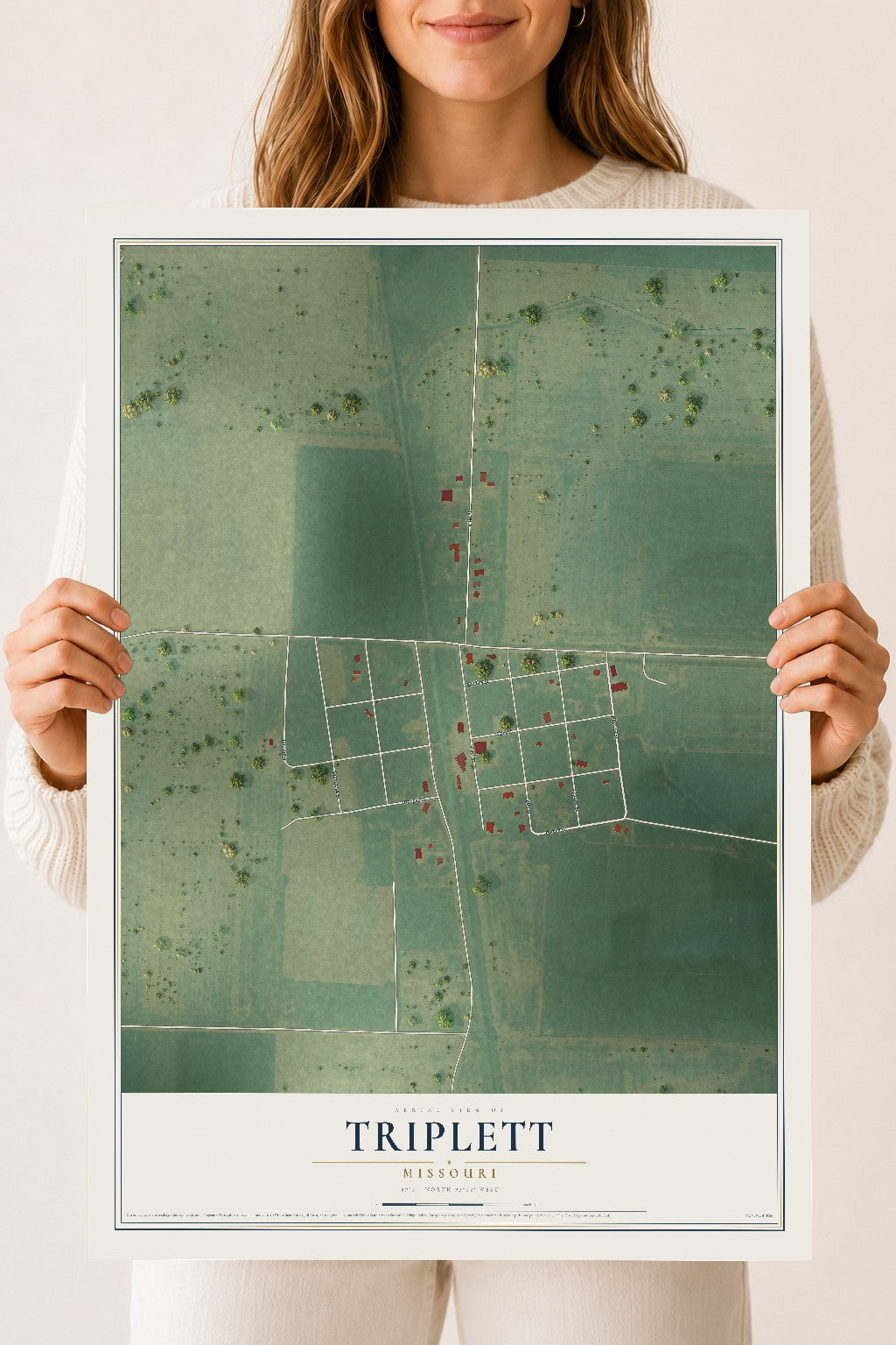Map of Triplett, Missouri, 18 x 24 inch unframed archival matte print
