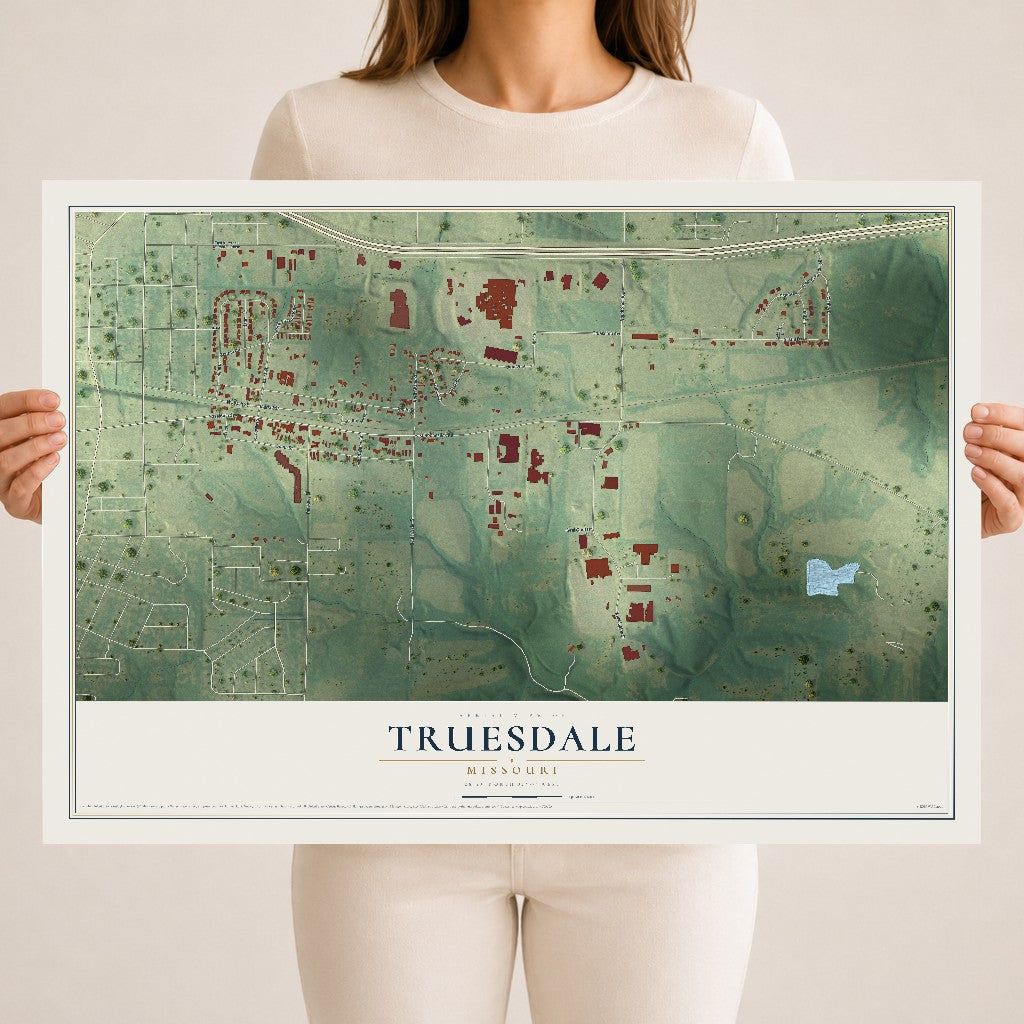 Map of Truesdale, Missouri, 18 x 24 inch unframed archival matte print