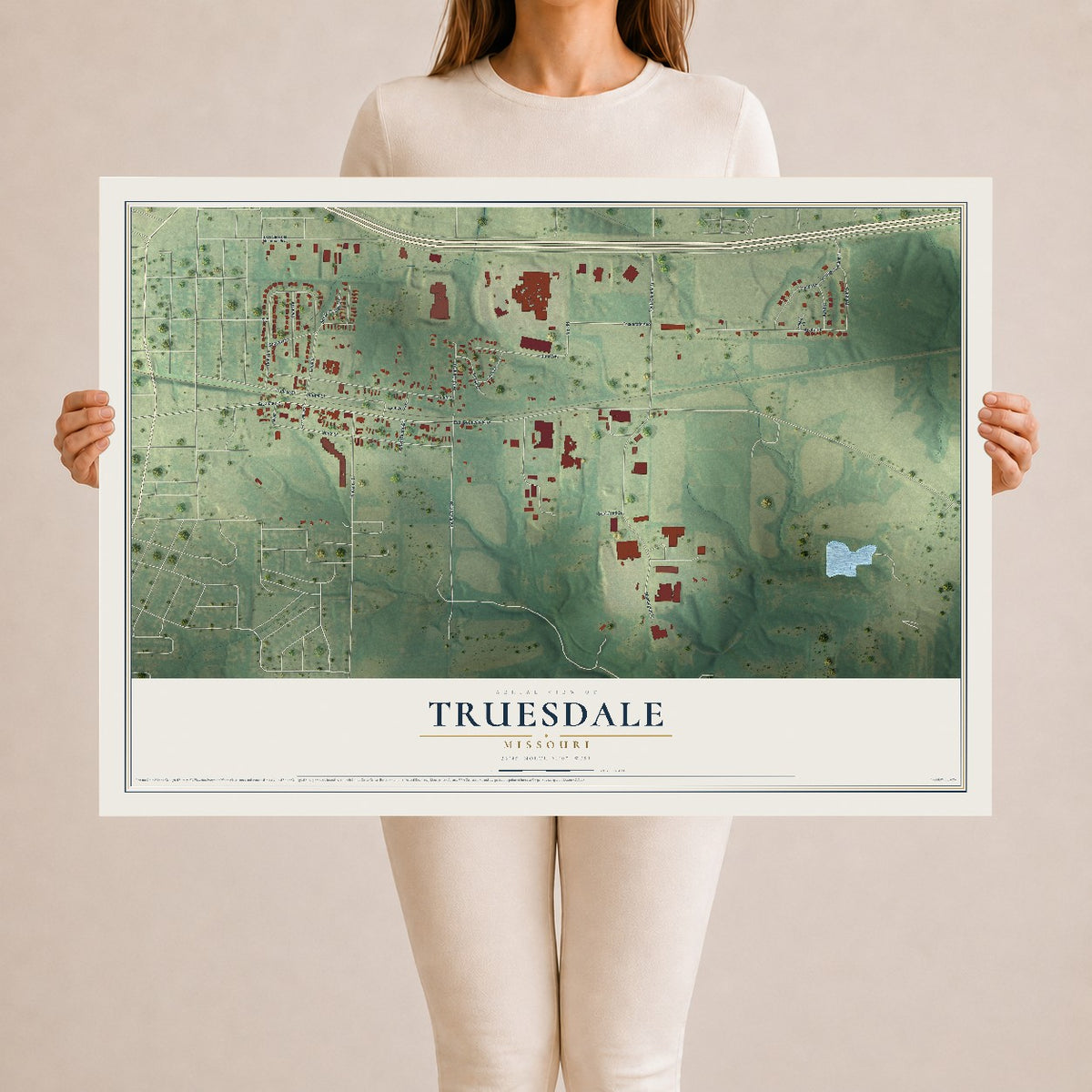 Map of Truesdale, Missouri, 24 x 36 inch unframed archival matte print