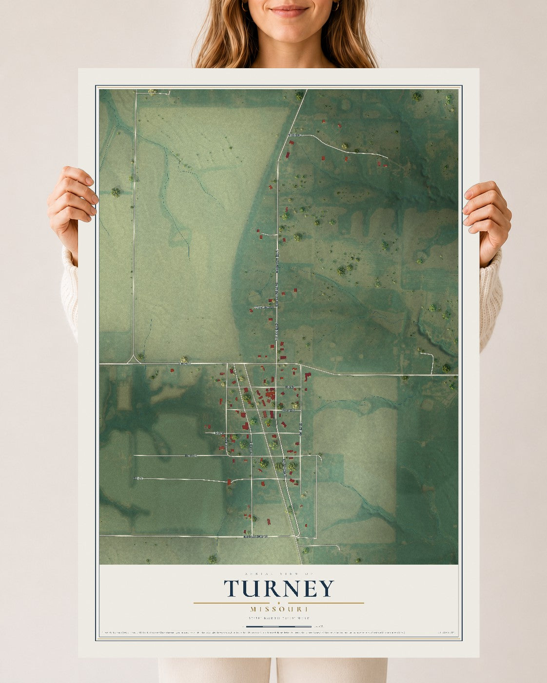 Map of Turney, Missouri, 24 x 36 inch unframed archival matte print