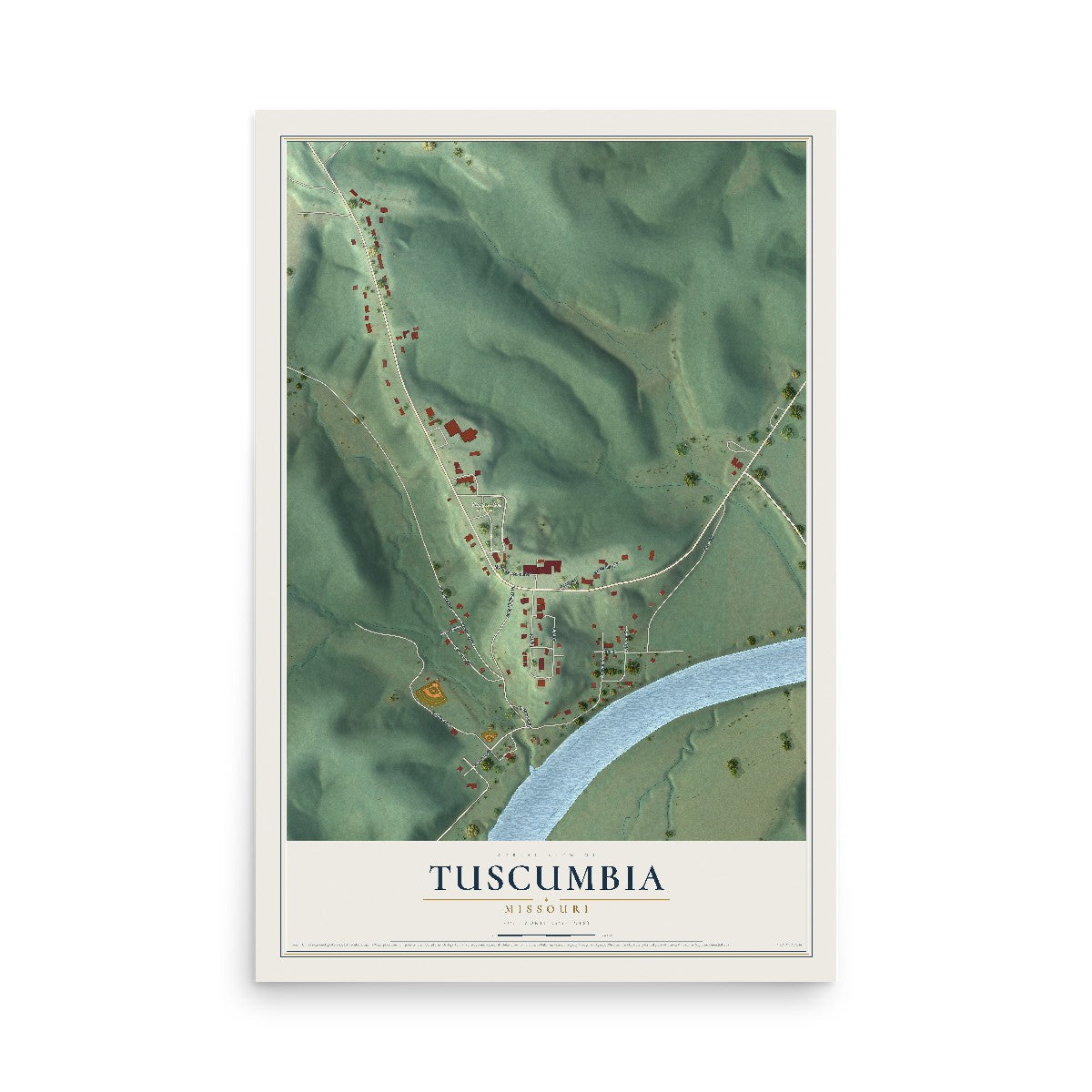Map of Tuscumbia, Missouri, 12 x 18 inch unframed archival matte print