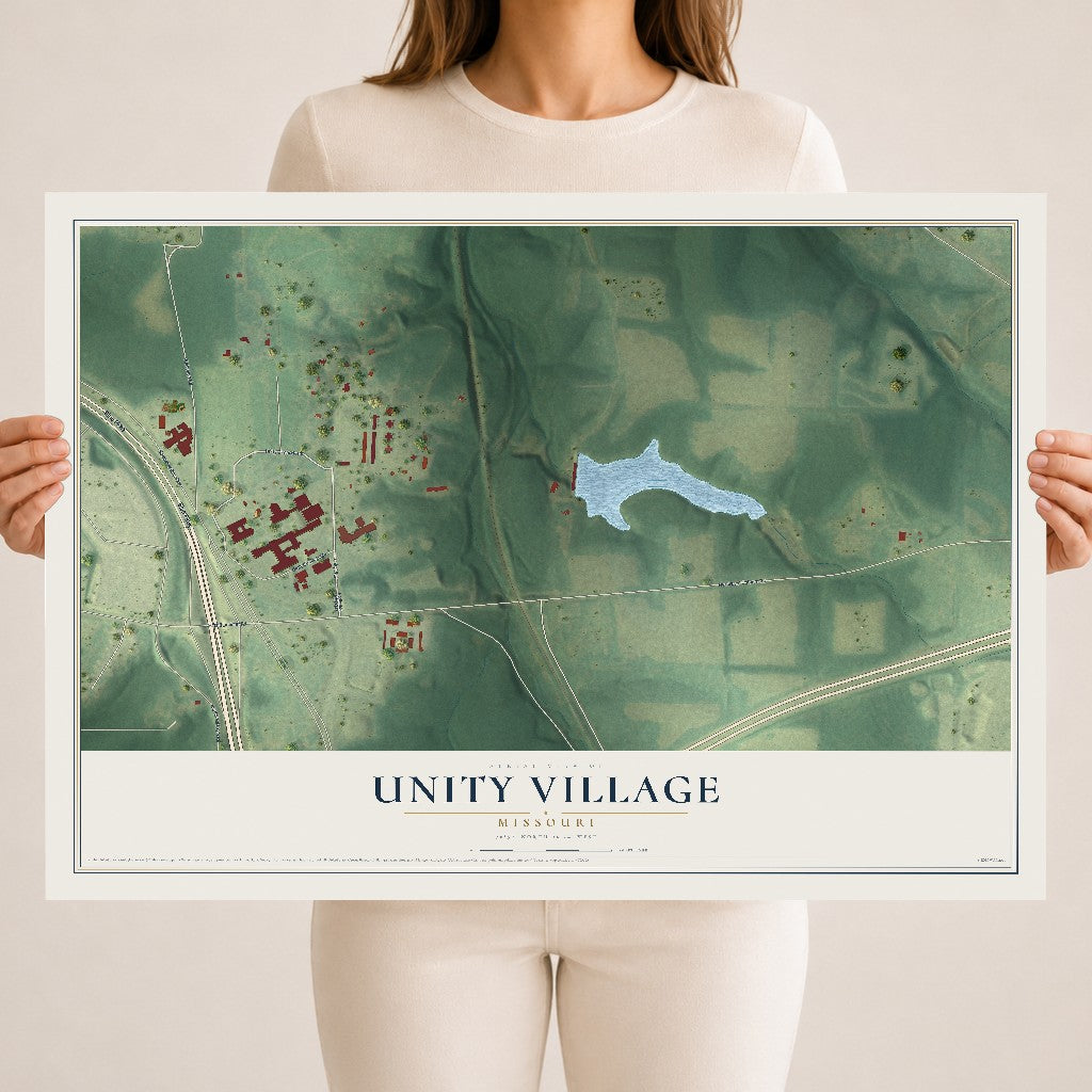 Map of Unity Village, Missouri, 18 x 24 inch unframed archival matte print