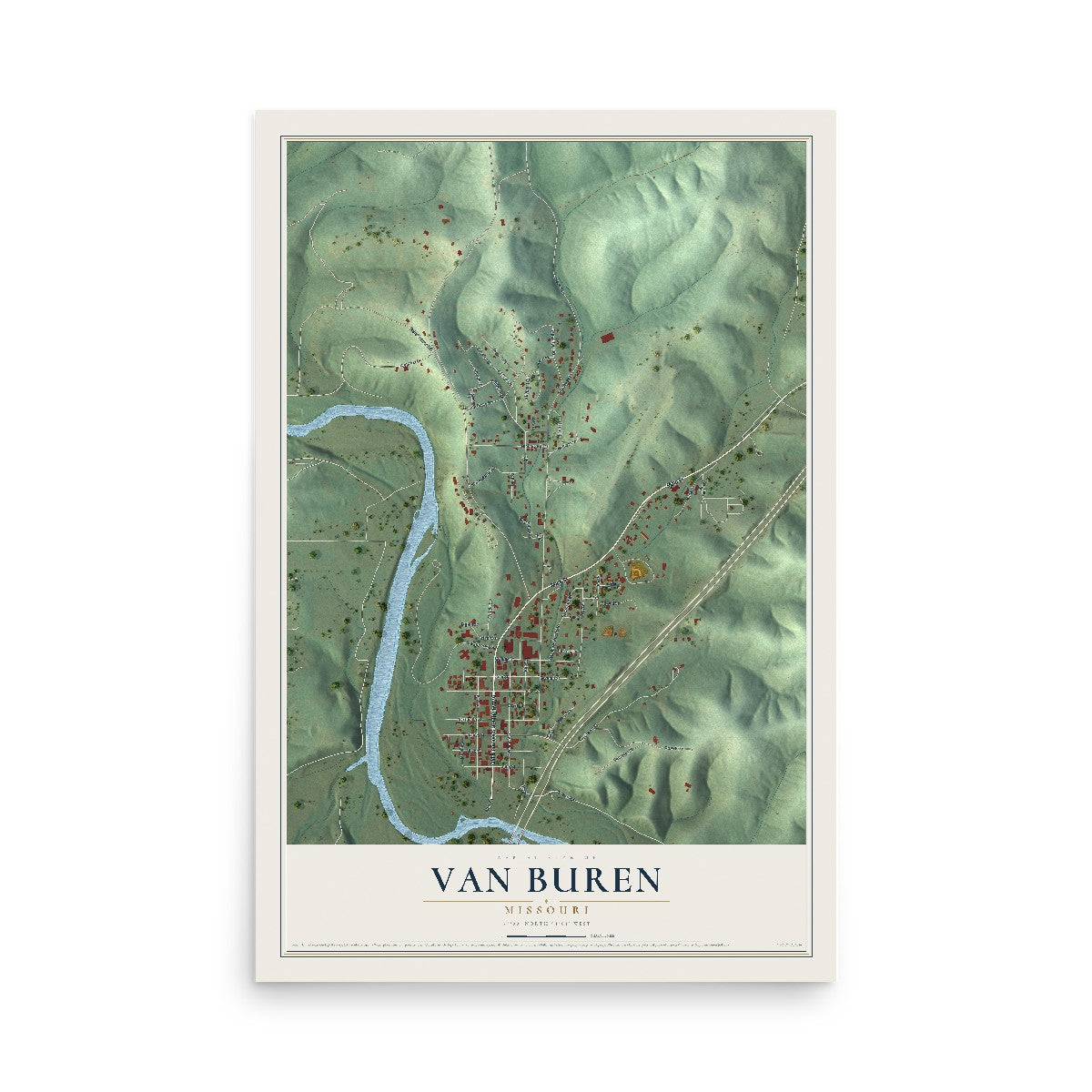 Map of Van Buren, Missouri, 12 x 18 inch unframed archival matte print