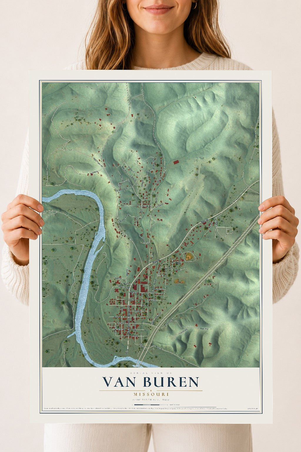 Map of Van Buren, Missouri, 18 x 24 inch unframed archival matte print