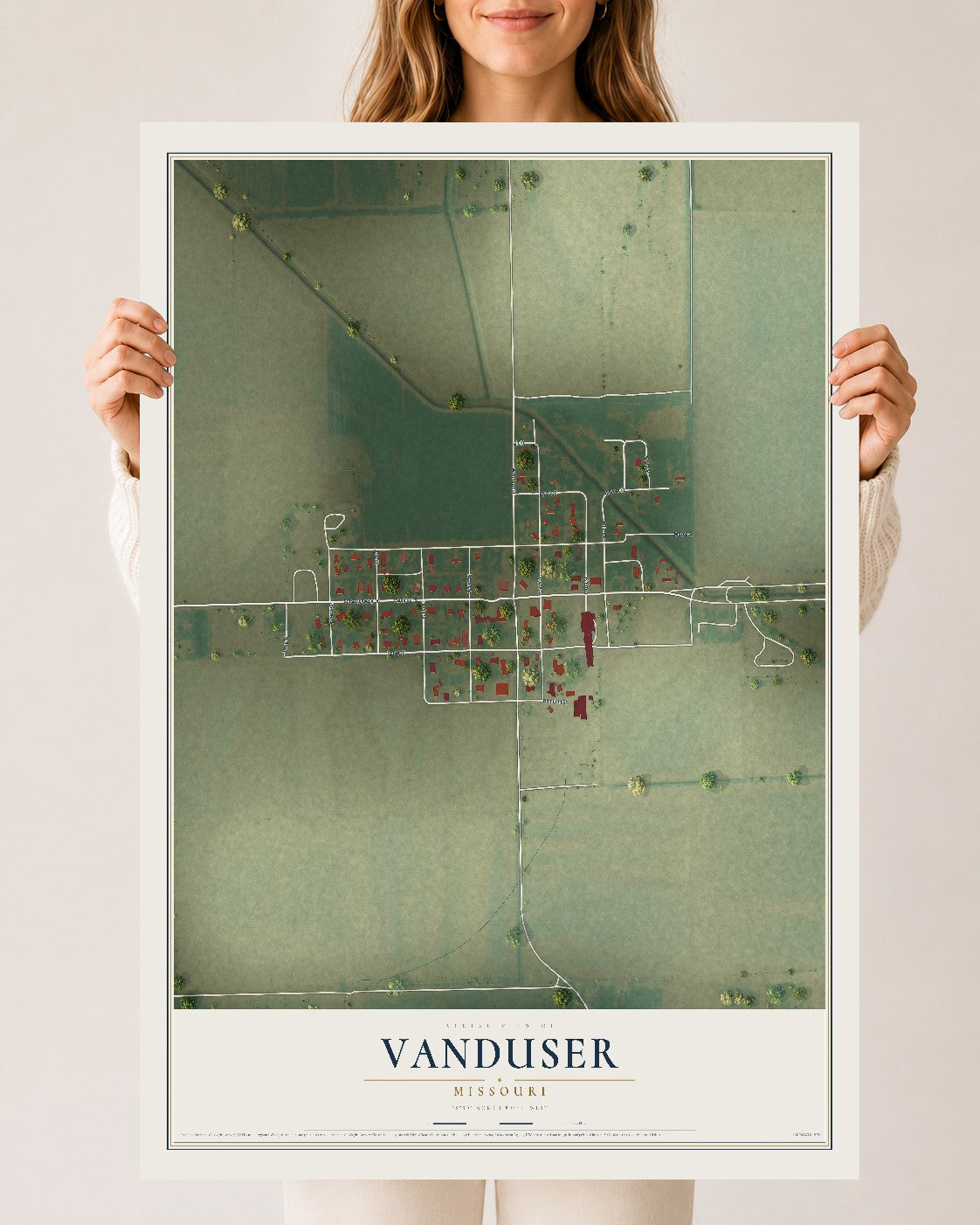 Map of Vanduser, Missouri, 24 x 36 inch unframed archival matte print