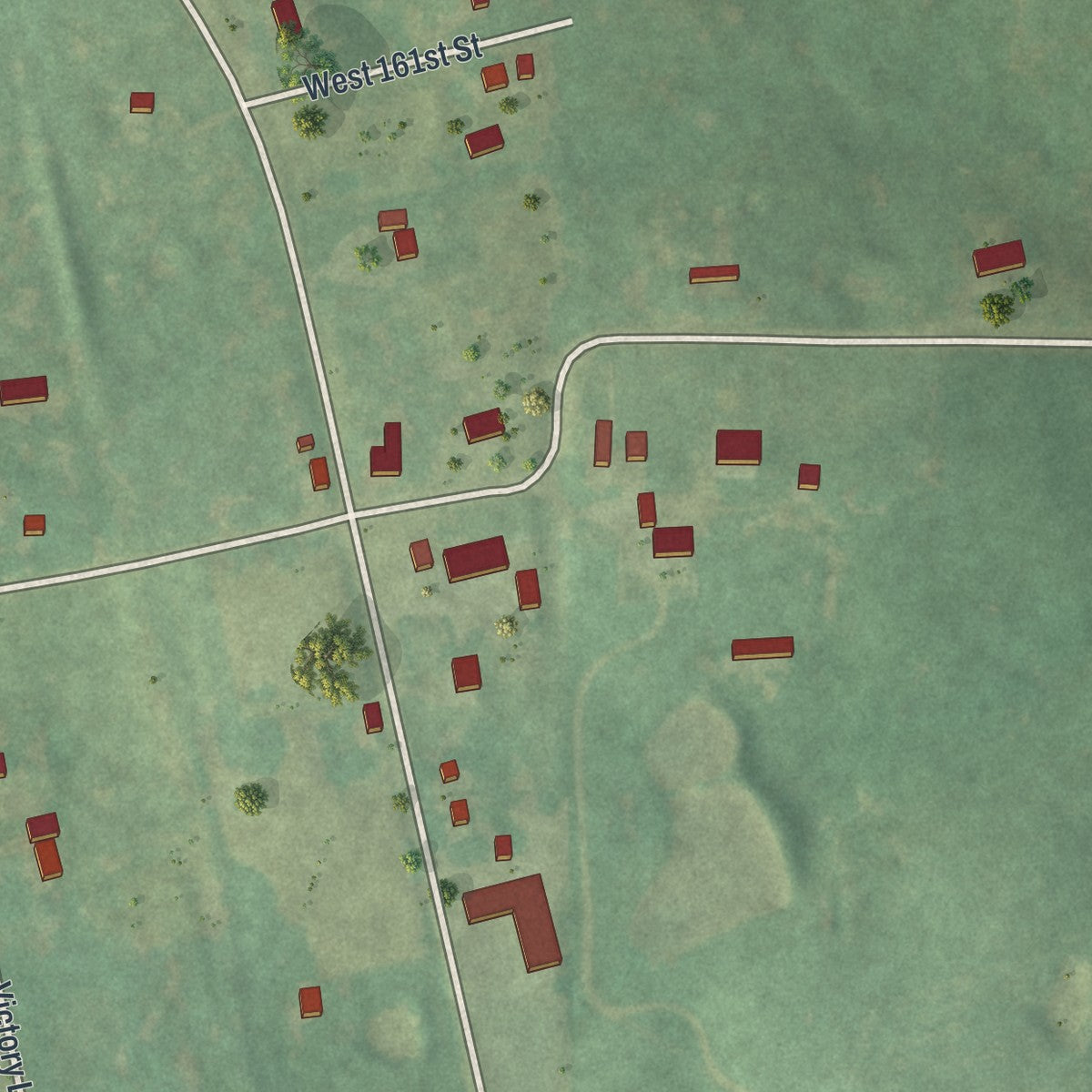 Close-up of the map of Vibbard, Missouri print showing street and building detail