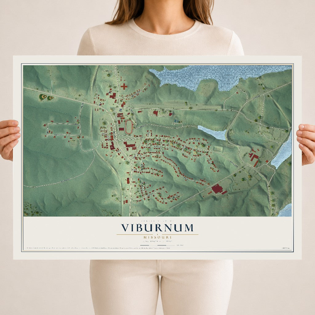 Map of Viburnum, Missouri, 18 x 24 inch unframed archival matte print